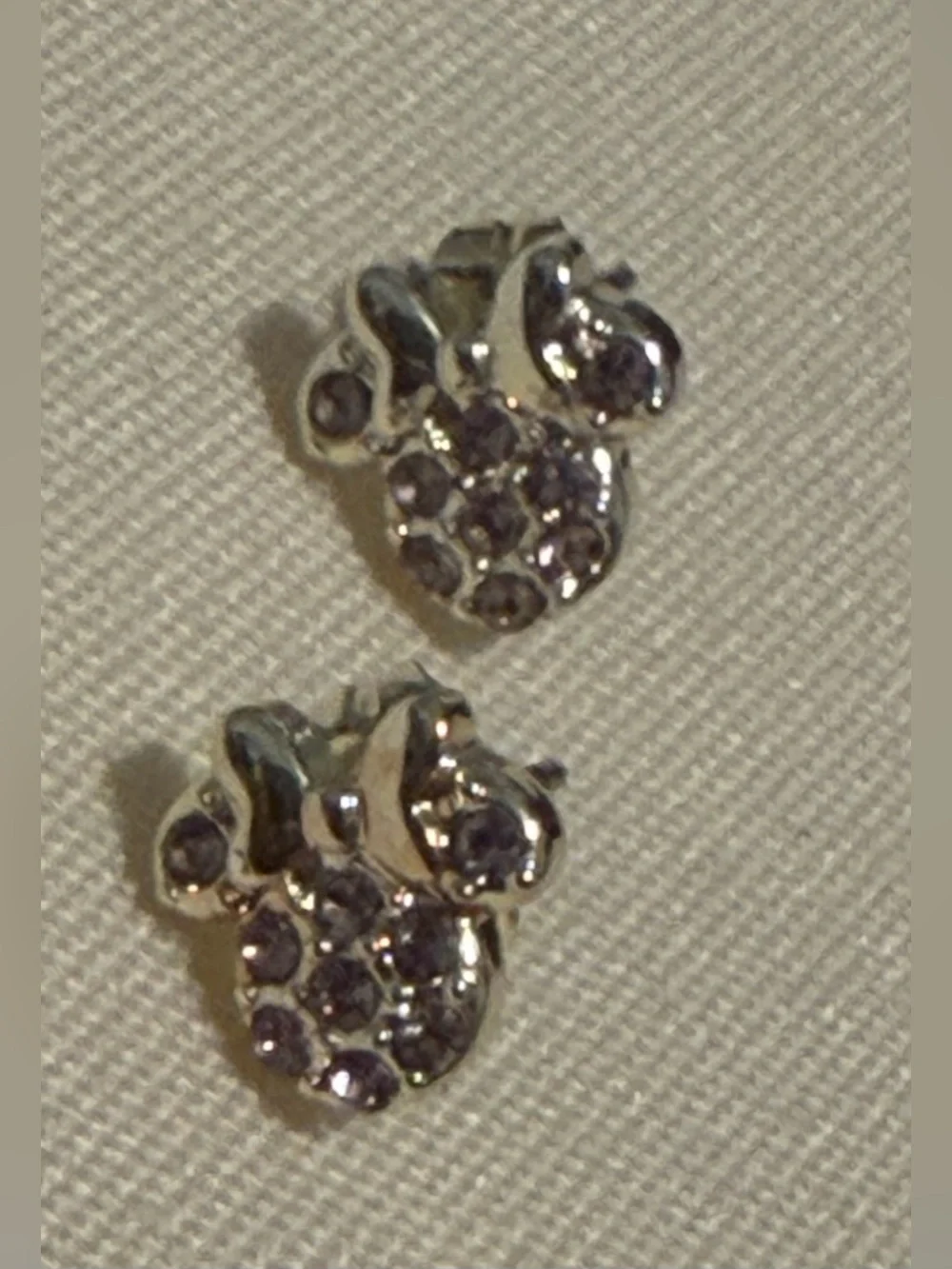 Disney necklace Mickey silhouette in rhinestone circle & matching stud earrings